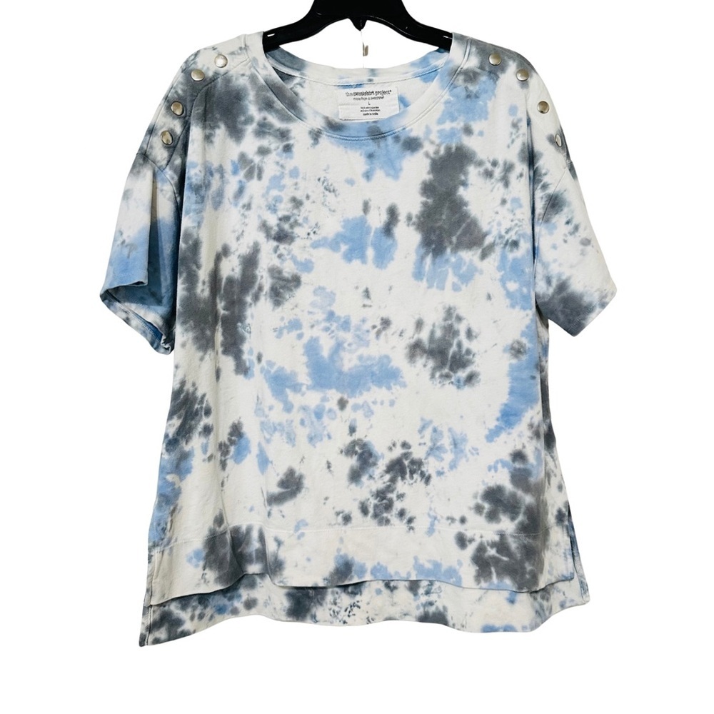 The Sweatshirt Project Blue Gray Tie Dye Short Sleeve Tee Shirt Sweatshirt Sz L